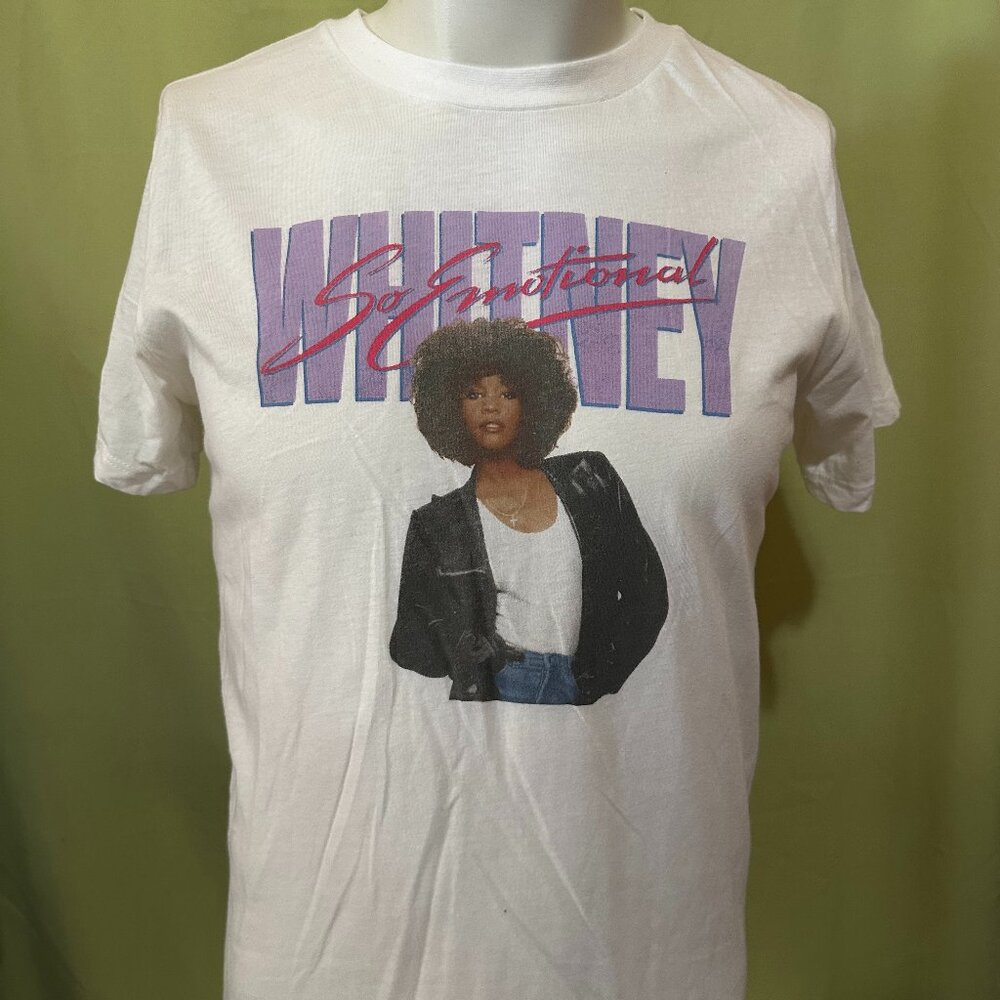 Whitney Houston So Emotional 2021 Men's White T Shirt Medium Cotton Polyester